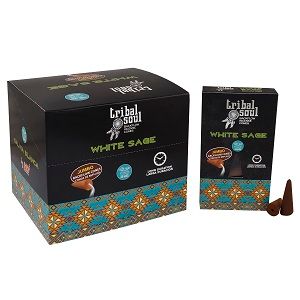 Tribal Soul Backflow Incense Cones - White Sage - Luna Panther