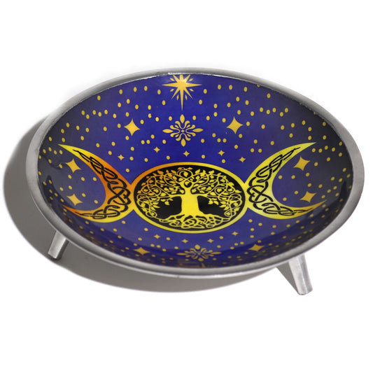 Triple Leg Enamelled Offering Plate - Purple Triple Moon - Luna Panther alternate view