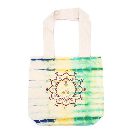 Polished Tie-Dye Cotton Bag (6oz) - 38x42x12cm - Namaste Hands - Multi - Natural Handle featuring natural patterning and unique variations - Luna Panther