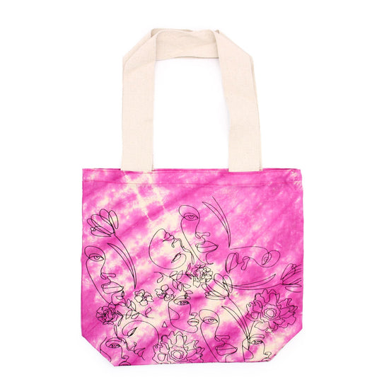 Polished Tie-Dye Cotton Bag (6oz) - 38x42x12cm - Pretty Face - Magenta - Natural Handle featuring natural patterning and unique variations - Luna Panther