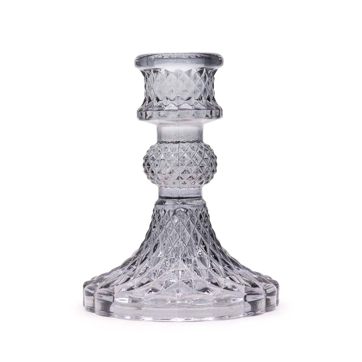 Polished Vintage Dinner Candle Holder - Midnight Grey featuring natural patterning and unique variations - Luna Panther