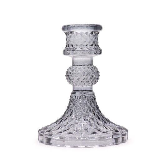 Polished Vintage Dinner Candle Holder - Midnight Grey featuring natural patterning and unique variations - Luna Panther