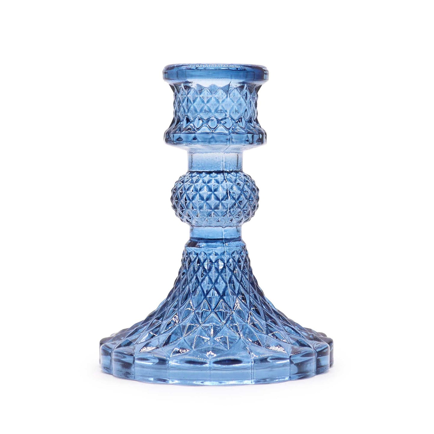 Polished Vintage Dinner Candle Holder - Royal Blue featuring natural patterning and unique variations - Luna Panther