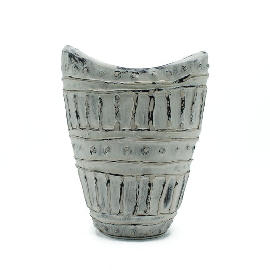 Wide Neck Shaped Vase - Cream 22cm - Luna Panther