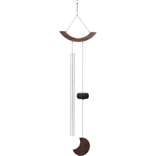 Polished Luna Panther Wind Chimes Moon Meditation Chime 49" / 125 cm, 432 Hz, Curved Suspension, Silver - MMC49S featuring natural patterning - Luna Panther