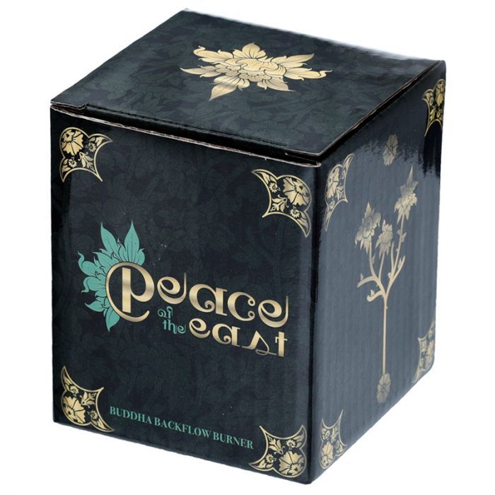 Polished Wood Effect Lucky Buddha Backflow Incense Burner featuring natural patterning and unique variations - Luna Panther