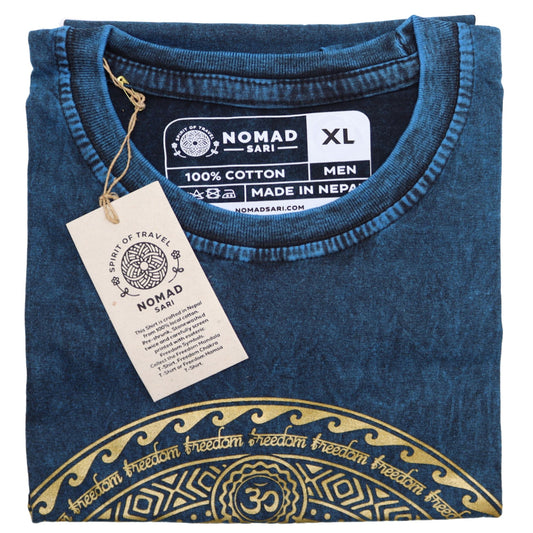 Polished XLarge Stone Washed T-Shirt - Chakra - Blue featuring natural patterning and unique variations - Luna Panther