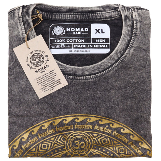 Polished XLarge Stone Washed T-Shirt - Chakra - Dark Grey featuring natural patterning and unique variations - Luna Panther