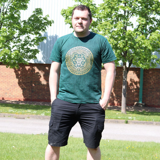 Polished XLarge Stone Washed T-Shirt - Chakra - Green featuring natural patterning and unique variations - Luna Panther