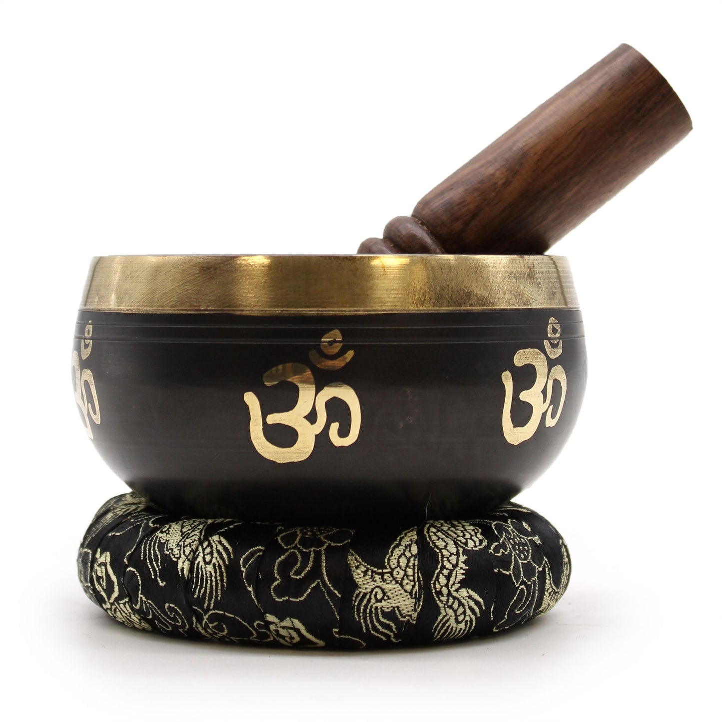 Polished Yoga Om Singing Bowl Set featuring natural patterning and unique variations - Luna Panther
