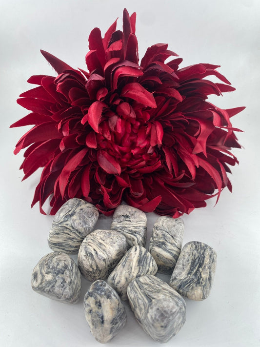 Polished Zebra Calcite - Tumble Stone featuring soft translucent tone and gentle sheen - Luna Panther