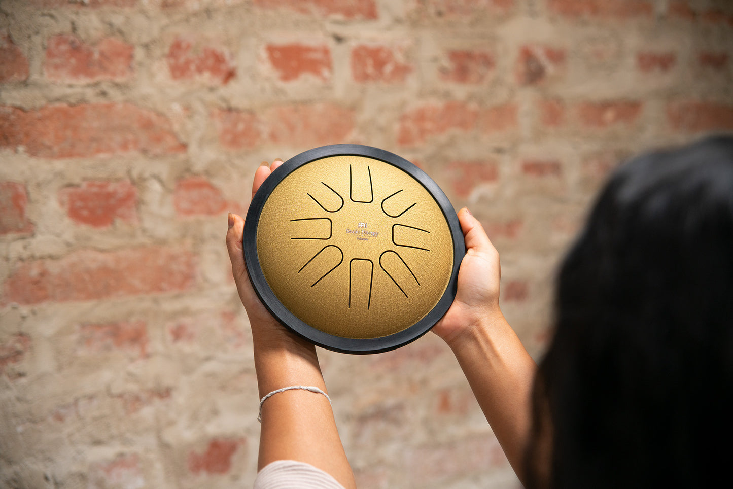 MEINL Sonic Energy Small Steel Tongue Drum 7" - C Minor/8 Notes/440 Hz - Gold detail view 4 at Luna Panther