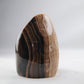 Chocolate Calcite polished freeform 360g side profile view