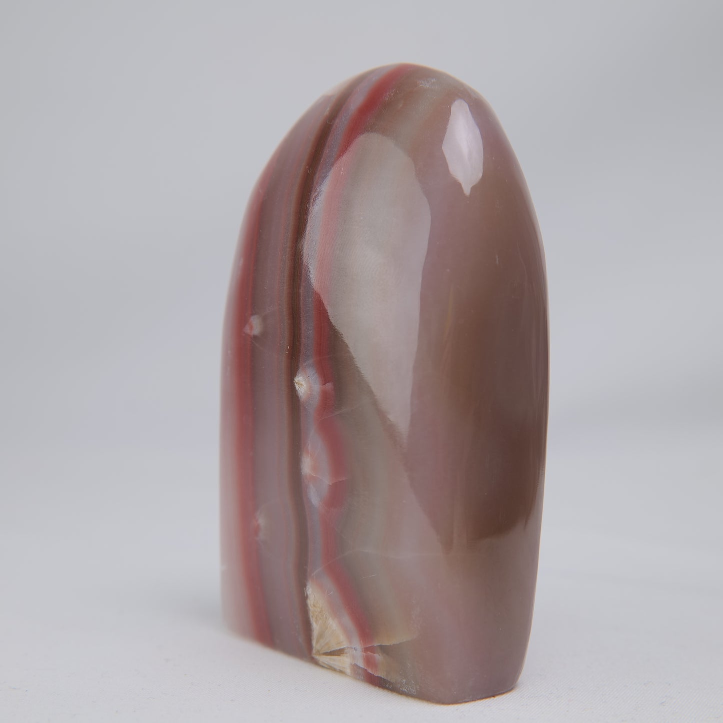 Pink Banded Onyx Freeform, 337g, pink banded onyx freeform 337g front left view