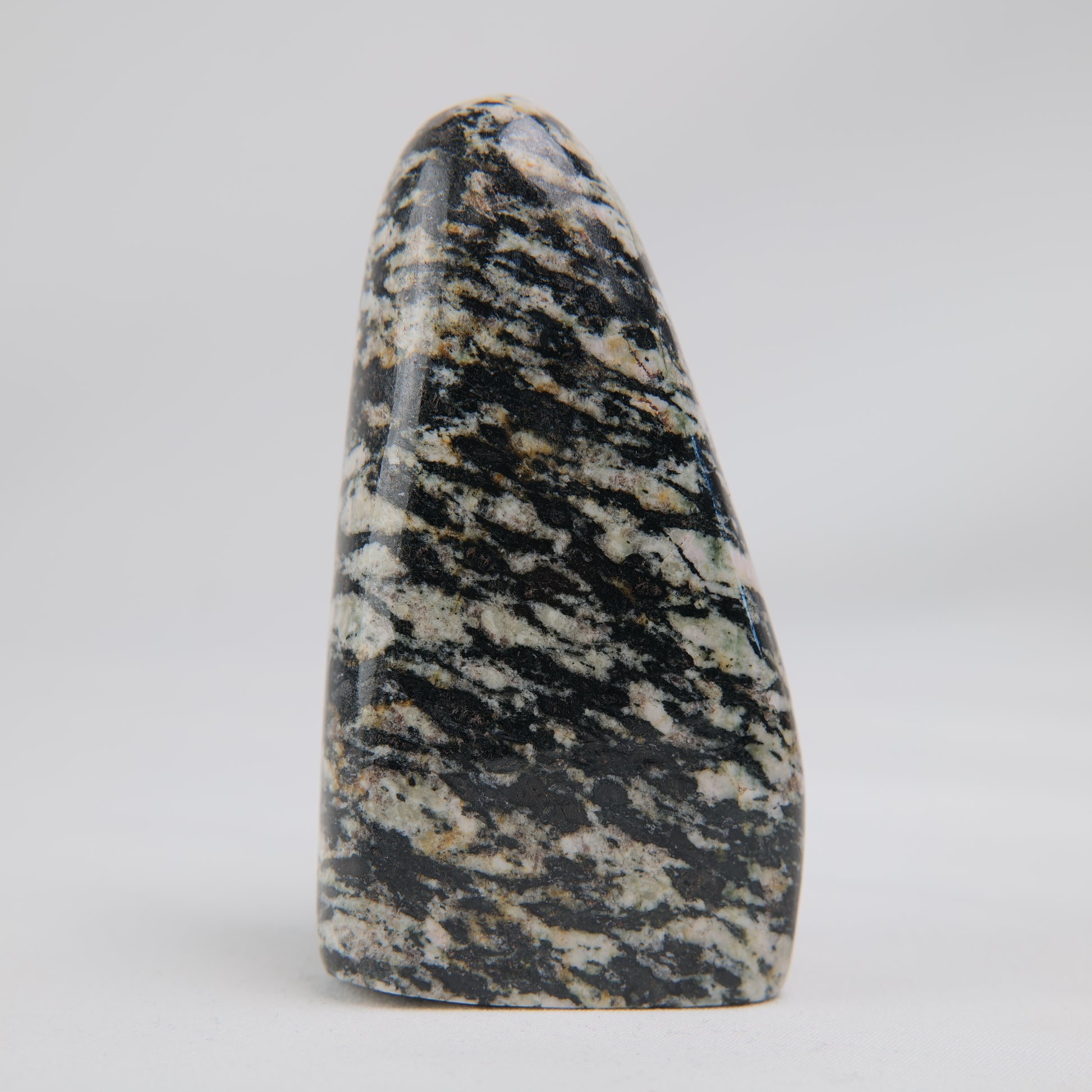 Zebra Calcite Freeform, 295g, zebra calcite freeform 295g front view