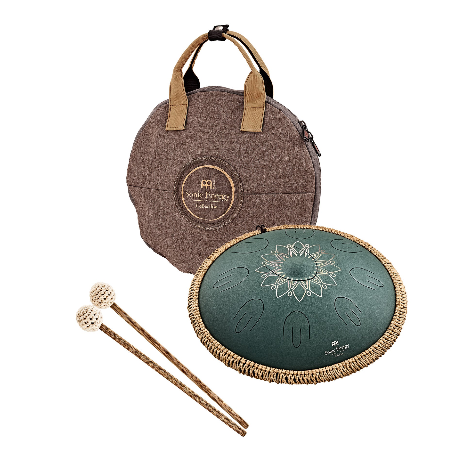 MEINL Sonic Energy Octave Steel Tongue Drum 16" - F# Minor/9 Notes>/432 Hz - Dark Green, Engrav detail view 3 at Luna Panther