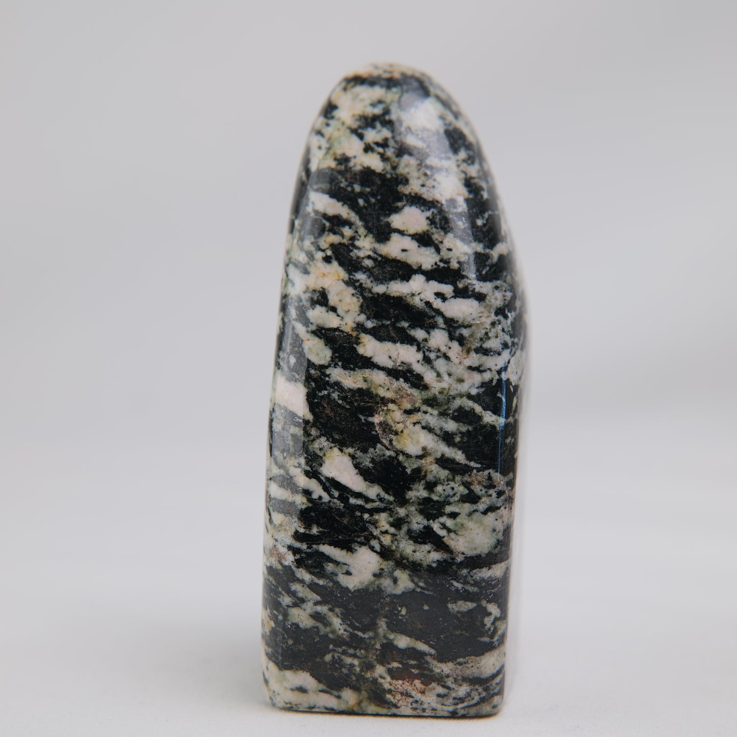 Zebra Calcite Freeform, 295g, zebra calcite freeform 295g front left view
