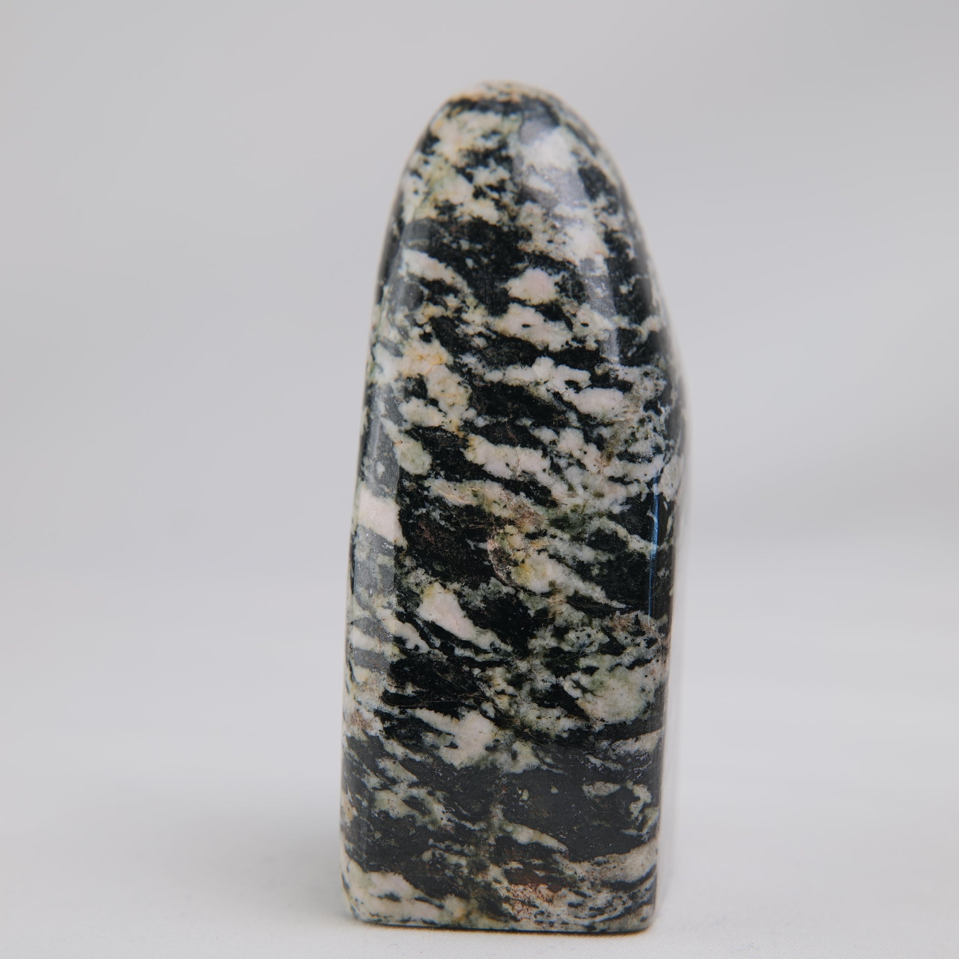 Zebra Calcite Freeform, 295g, zebra calcite freeform 295g front left view