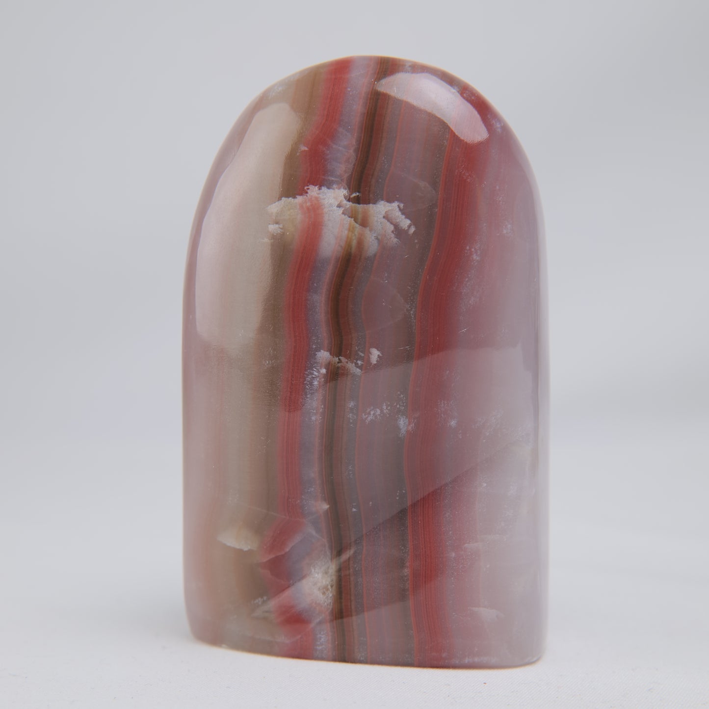 Pink Banded Onyx Freeform, 337g, pink banded onyx freeform 337g reverse side view