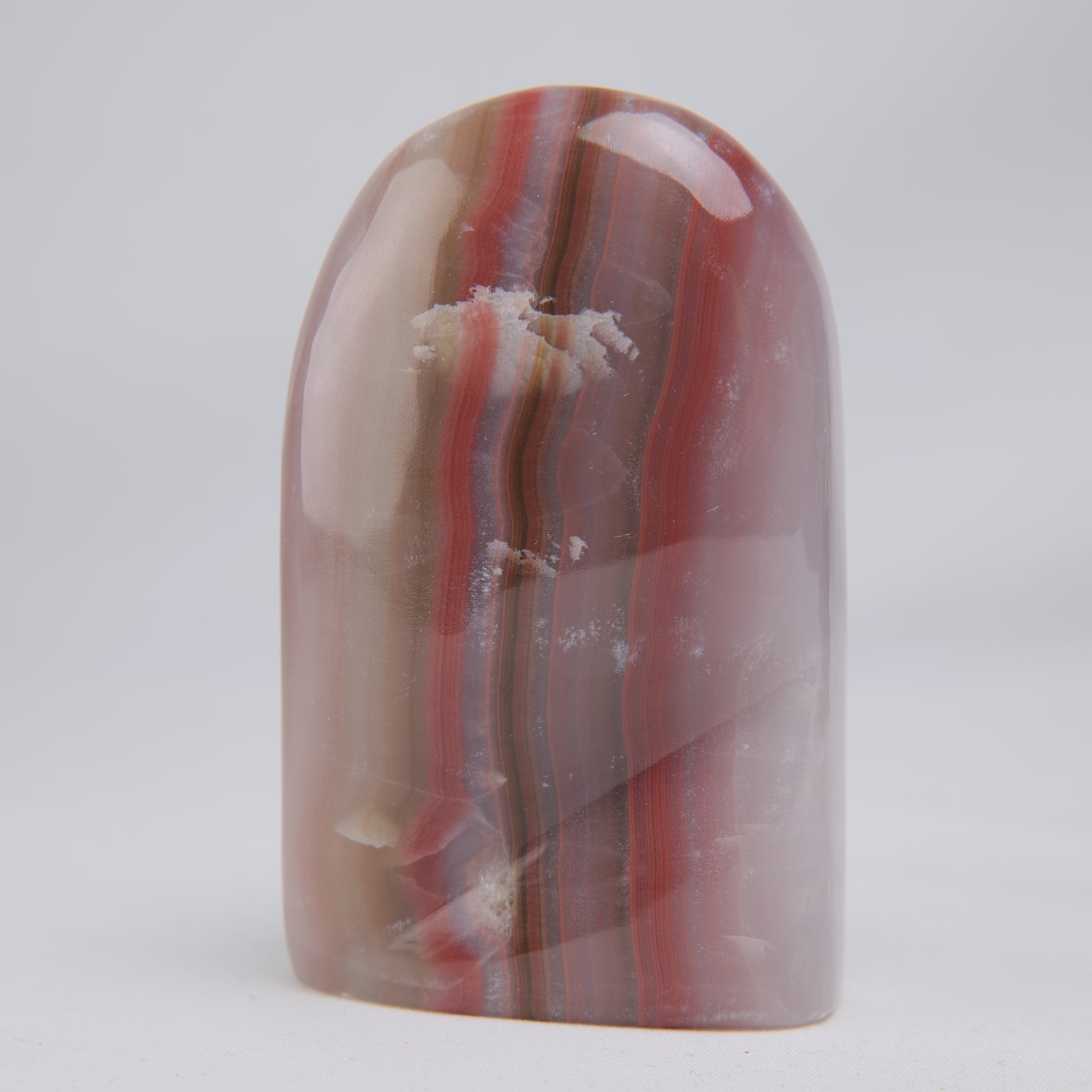 Pink Banded Onyx Freeform, 337g, pink banded onyx freeform 337g reverse side view