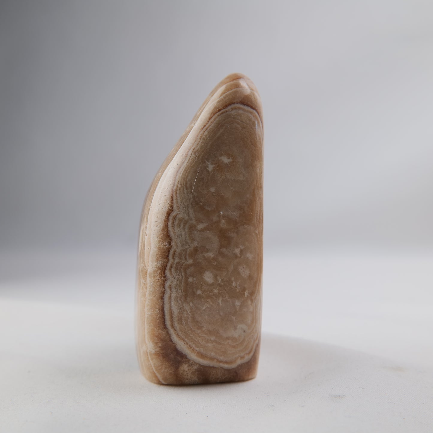 Chocolate Calcite polished freeform 360g polished back view