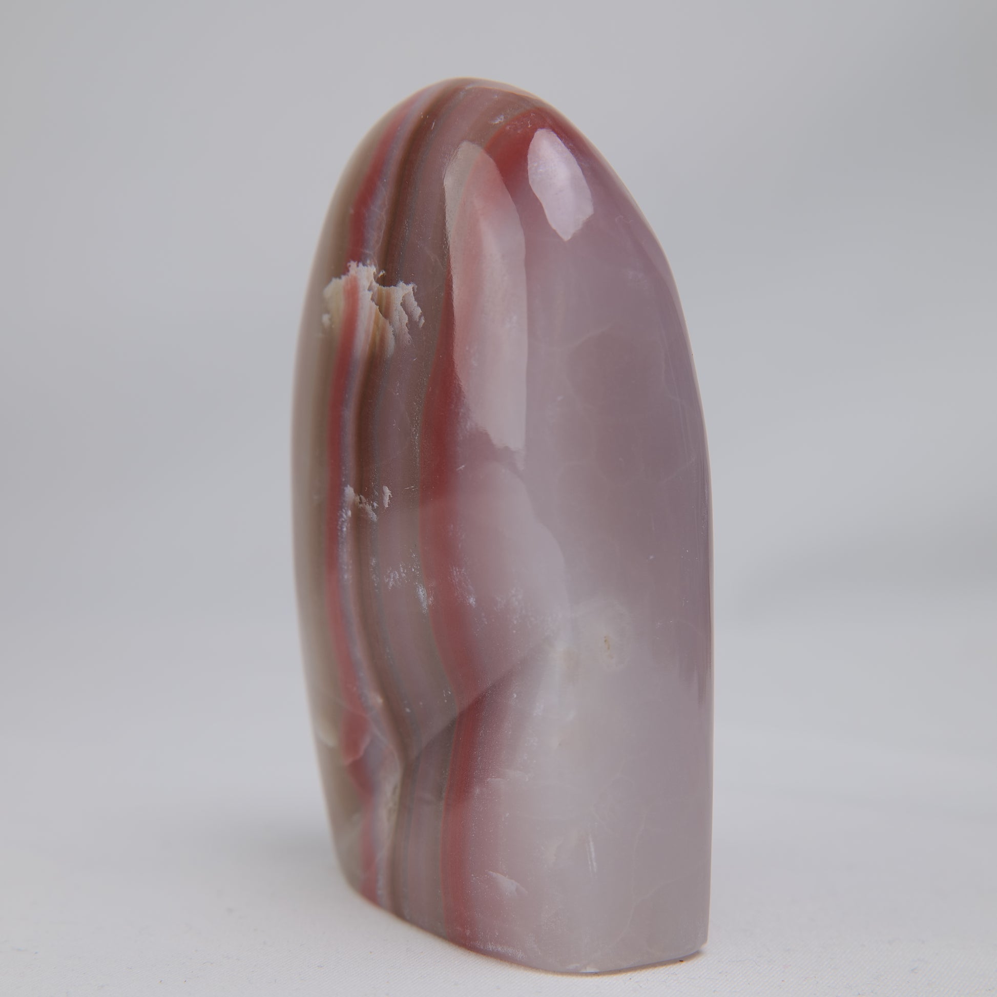 Pink Banded Onyx Freeform, 337g, pink banded onyx freeform 337g back view