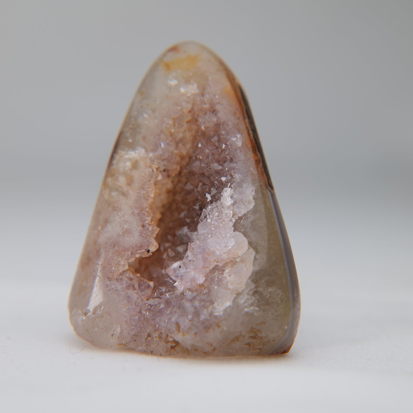Pink Rainbow Amethyst druzy, 33.9g, front detail