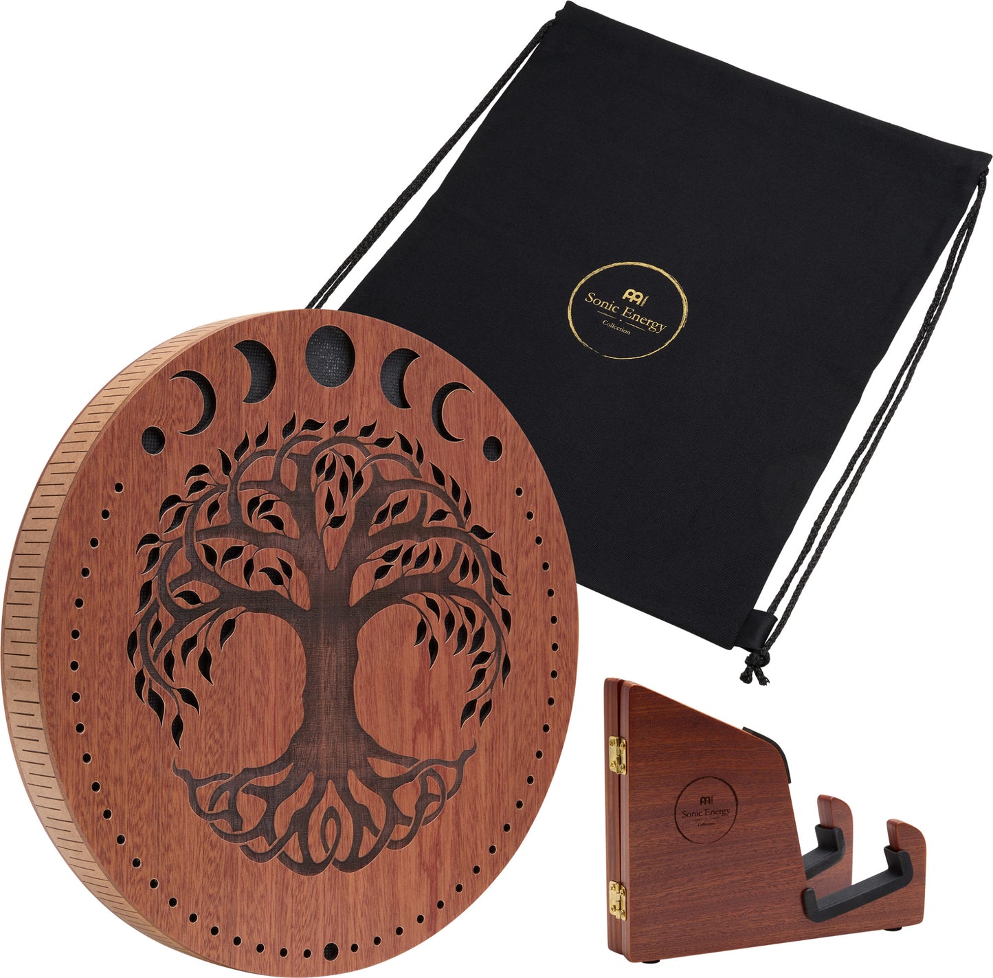 MEINL Sonic Energy 12" Rain Disk, Stream Sound, Moon Phases & Tree of Life Carving detail view 5 at Luna Panther