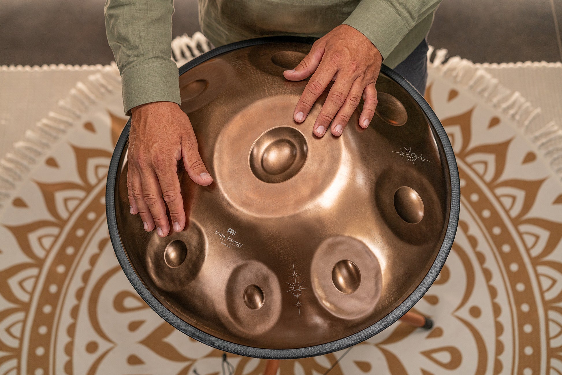 MEINL Sonic Energy Sensory Handpan, Stainless Steel, Bb2 Amara, 9 Notes, 432 Hz, Vintage coppe detail view 10 at Luna Panther