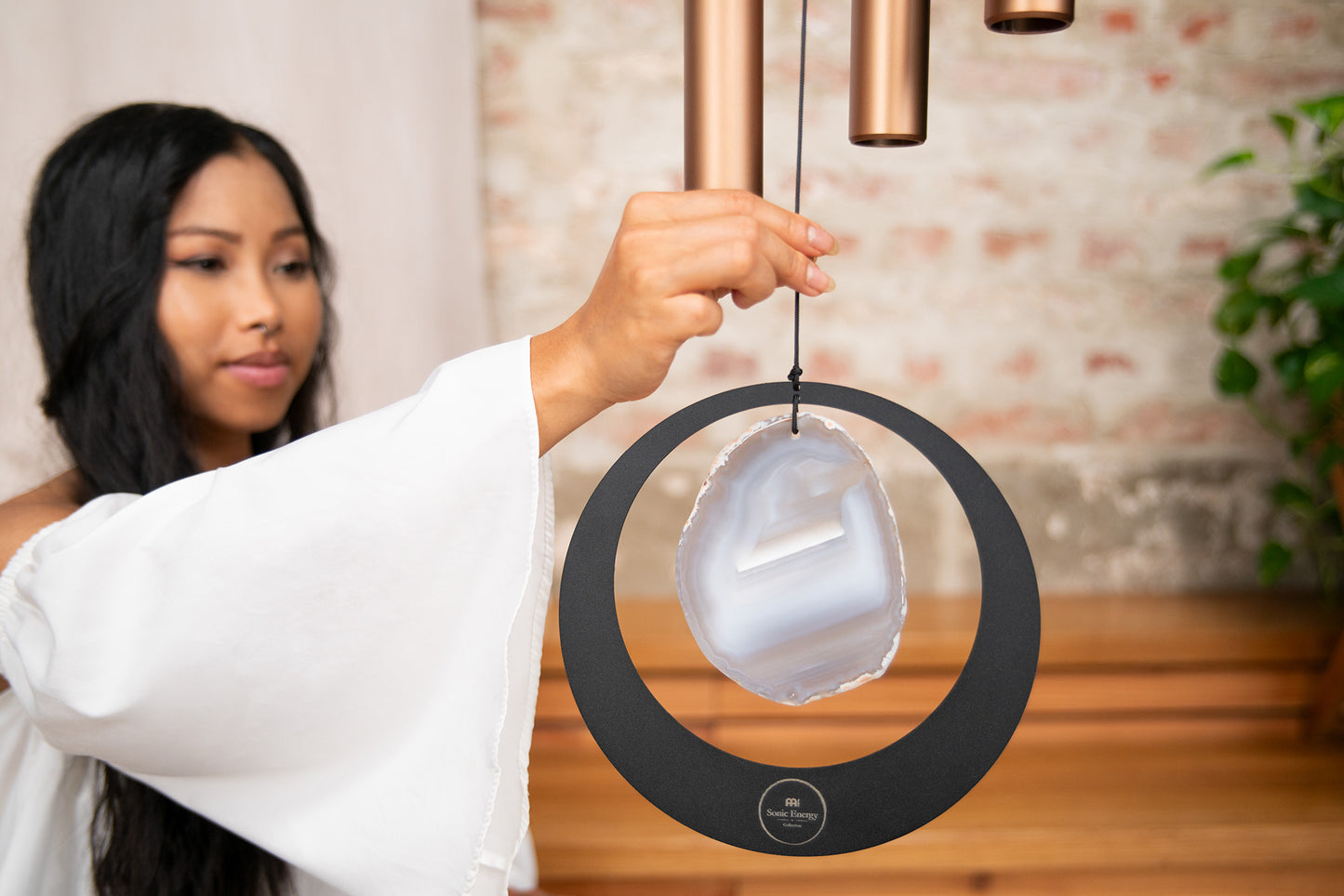 MEINL Sonic Energy Grey Agate Meditation Chime 50"/128 cm - 432 Hz/A Major - Bronze detail view 4 at Luna Panther