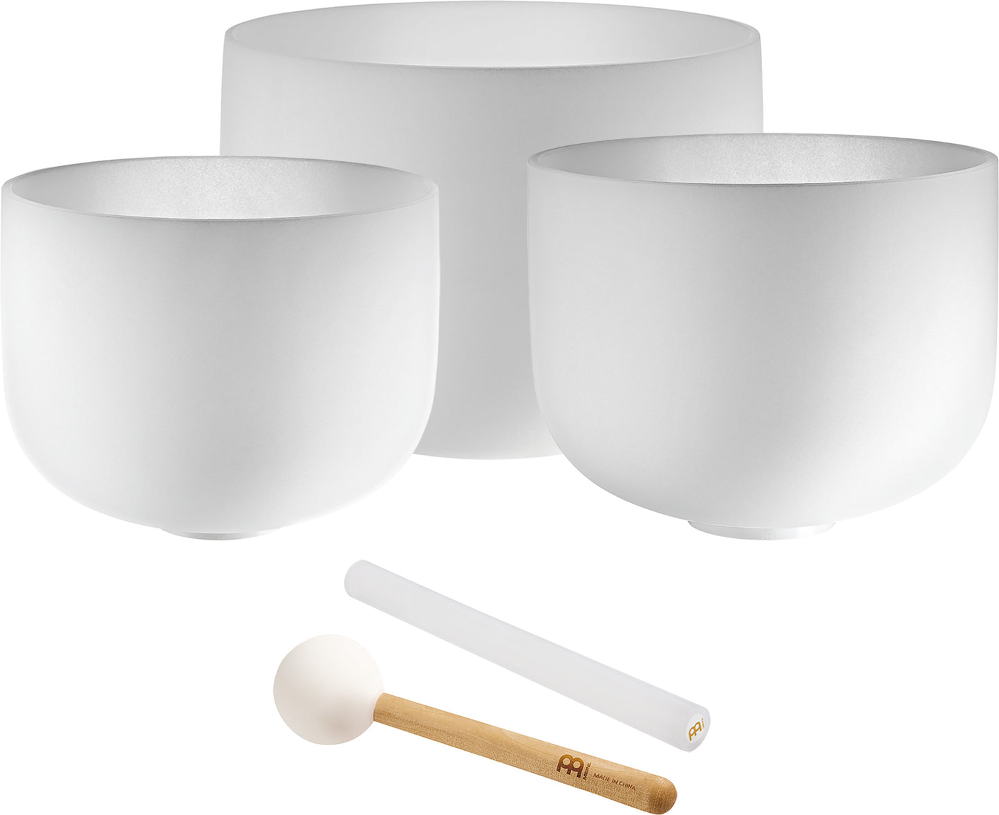 MEINL Sonic Energy White-Frosted Crystal Singing Bowls Set 3 pcs - A4/F4/C4/432 Hz at Luna Panther