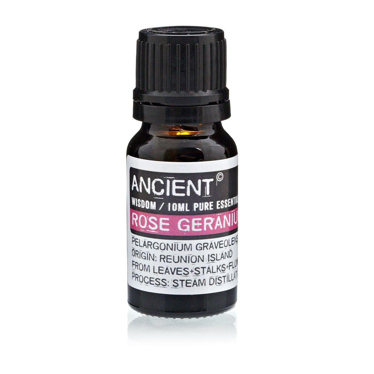 Polished 10 ml Rose Geranium Essential Oil featuring natural patterning and unique variations - Luna Panther