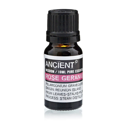 Polished 10 ml Rose Geranium Essential Oil featuring natural patterning and unique variations - Luna Panther