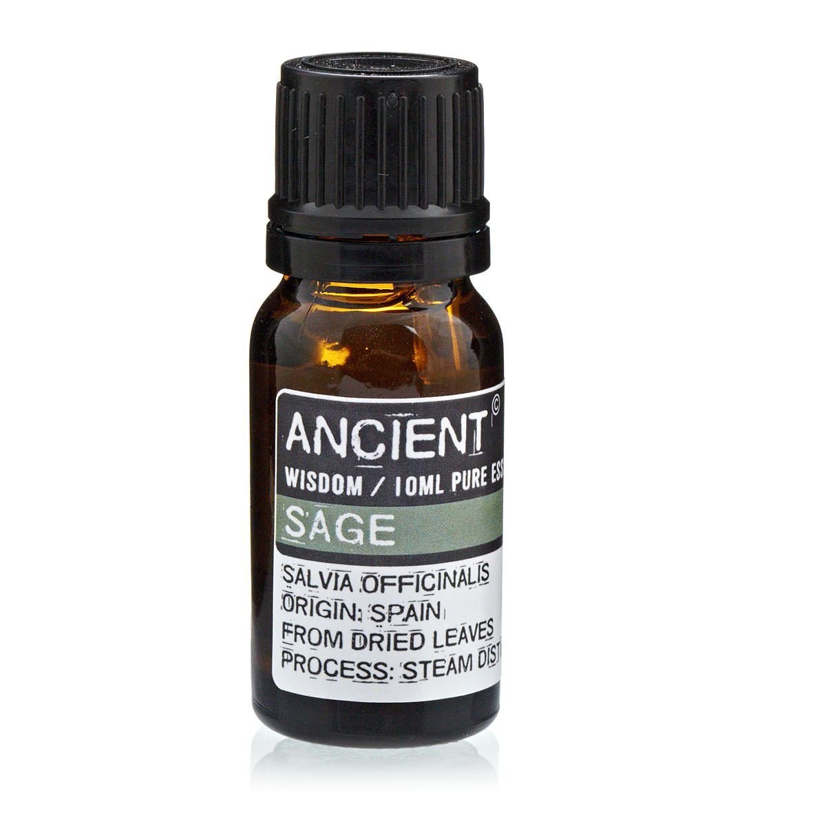 Polished 10 ml Sage Essential Oil featuring natural patterning and unique variations - Luna Panther