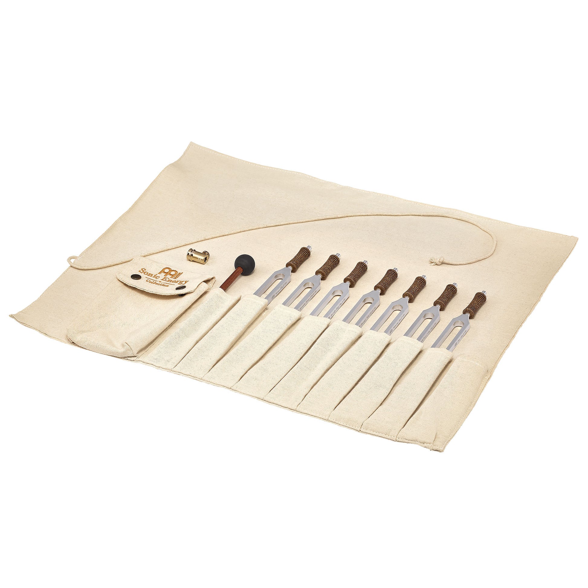 MEINL Sonic Energy Therapy Tuning Fork Chakra Set, incl. Rollup Bag & Tuning Fork Vibration Foot at Luna Panther