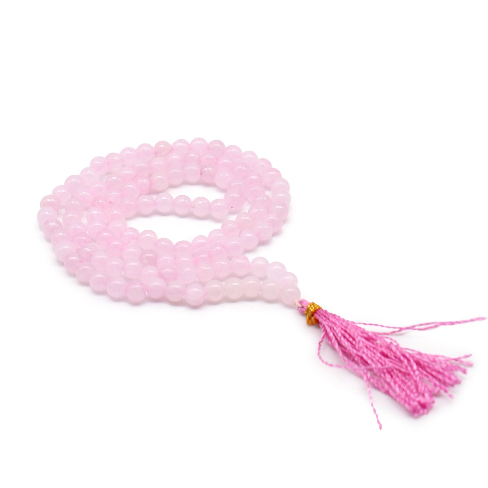 Polished 108 Bead Mala - Rose Quartz featuring soft pink tone and gentle translucence - Luna Panther