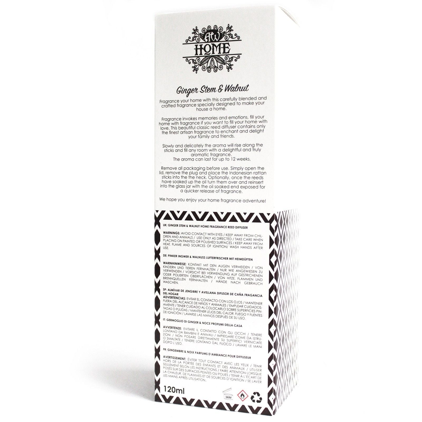 120ml Reed Diffuser - Ginger Stem & Walnut - Luna Panther