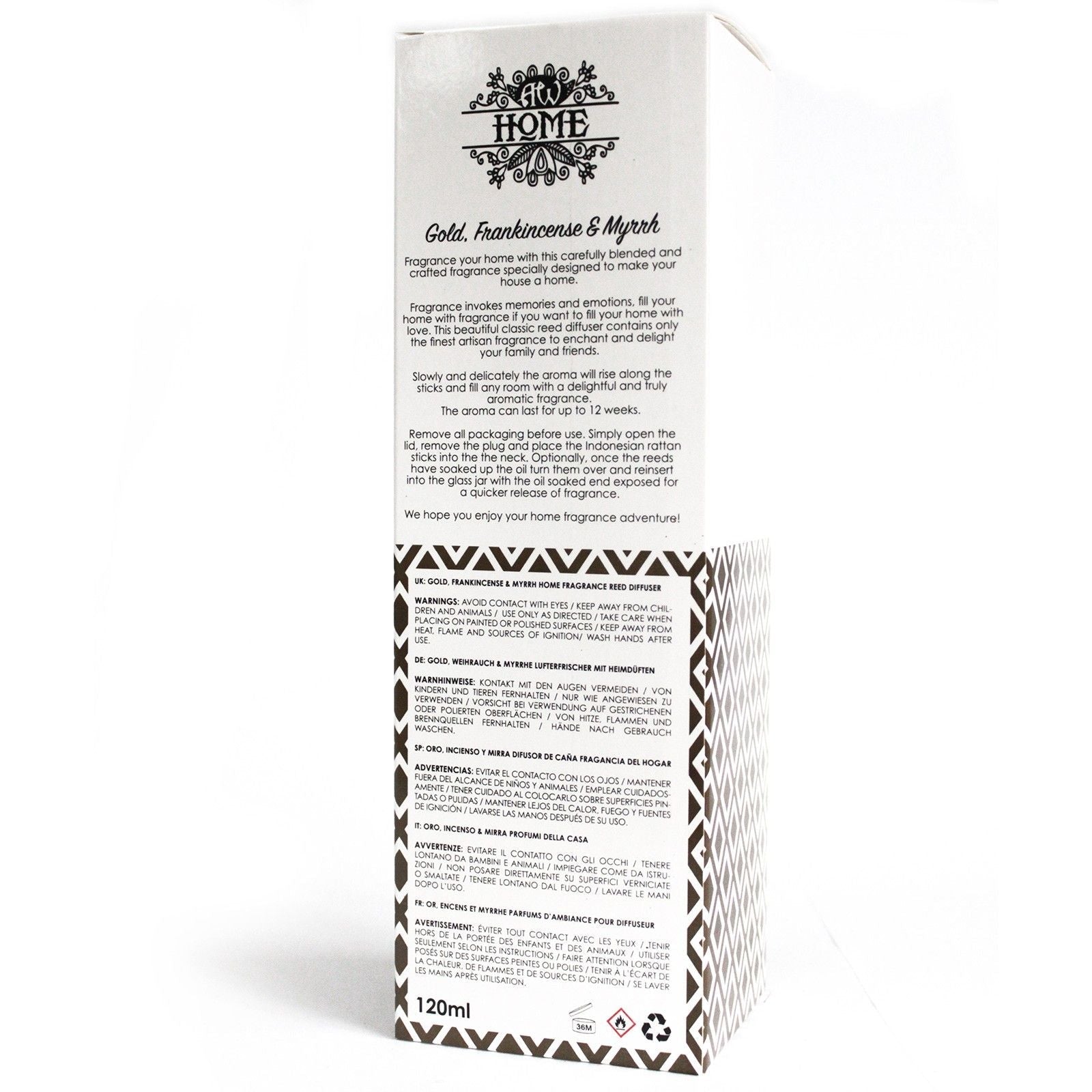 120ml Reed Diffuser - Gold, Frankincense & Myrrh - Luna Panther
