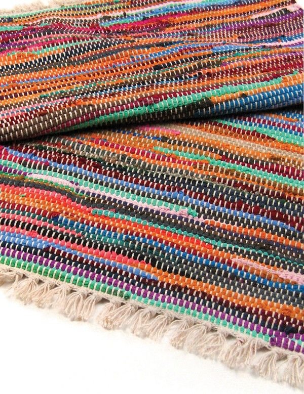 Polished 155 x 90cm Luxury Rag Rug - Natural featuring natural patterning and unique variations - Luna Panther