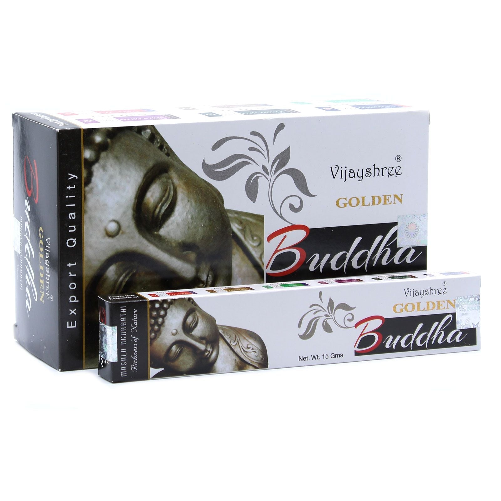 Polished 15g Golden Buddha Incense featuring natural patterning and unique variations - Luna Panther