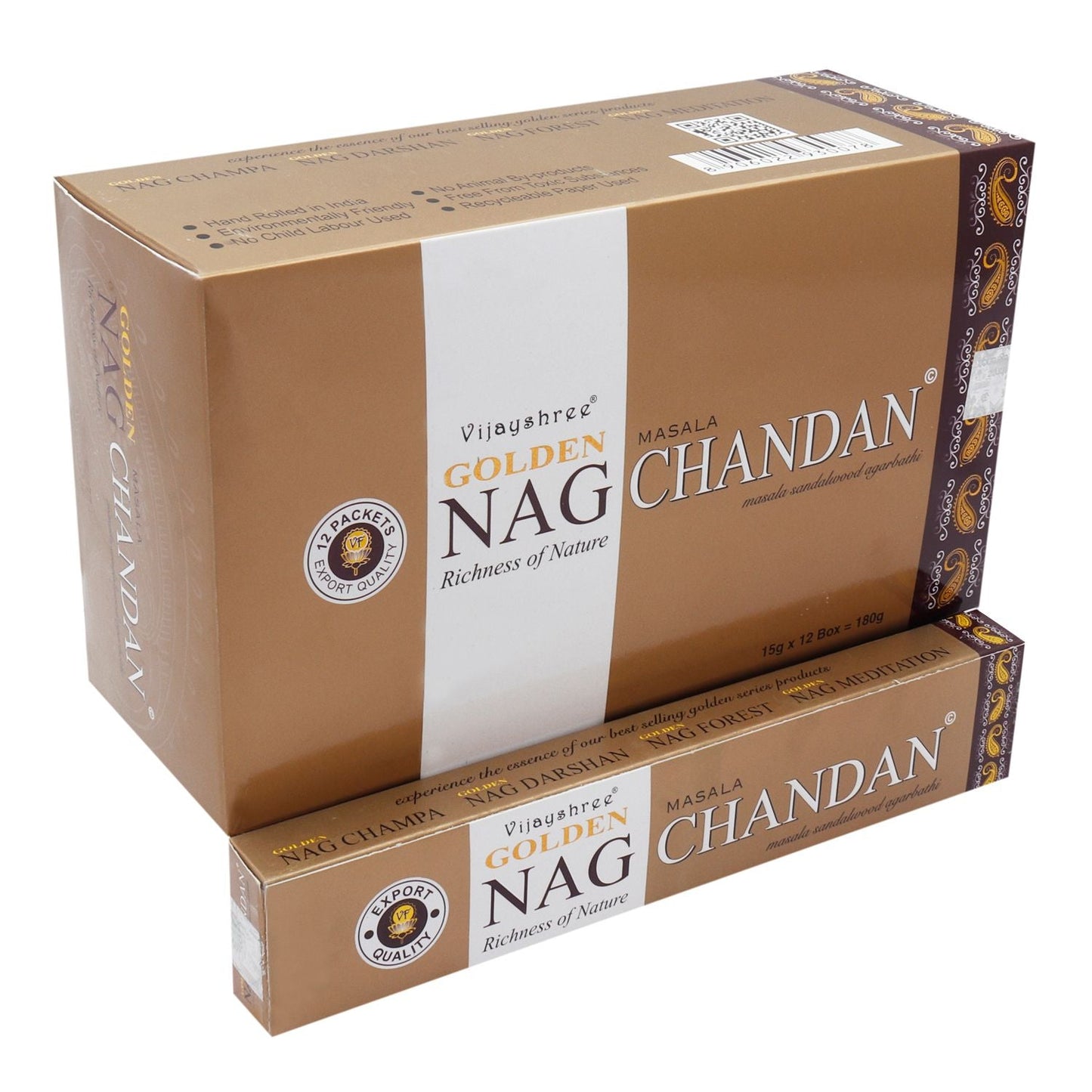 Polished 15G Golden Nag Chandan Incense featuring natural patterning and unique variations - Luna Panther