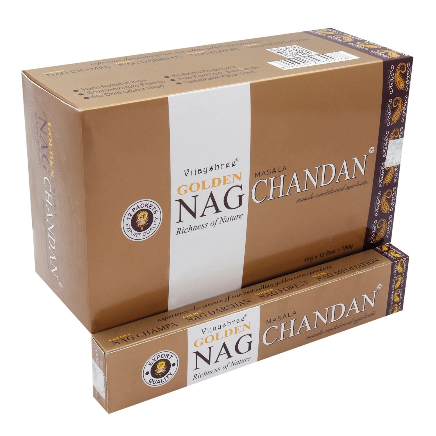 Polished 15G Golden Nag Chandan Incense featuring natural patterning and unique variations - Luna Panther
