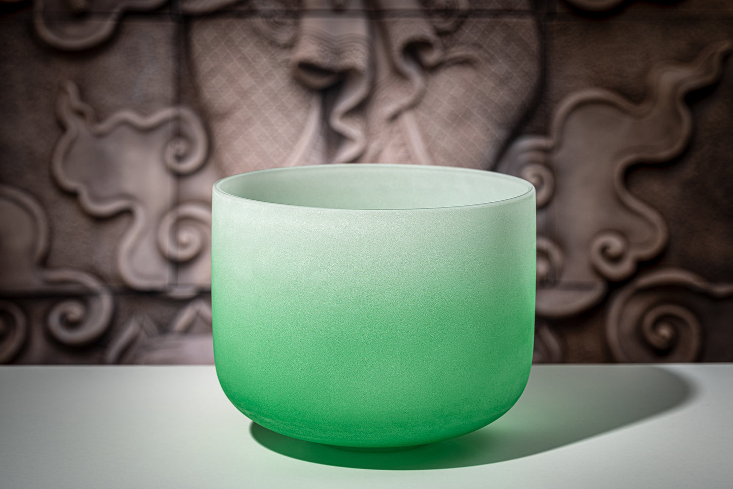 MEINL Sonic Energy Color-Frosted Crystal Singing Bowl 11" - F4/Heart Chakra/440 Hz - Green detail view 4 at Luna Panther