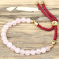 18K Gold Plated Gemstone Bordeaux String Bracelet - Rose Quartz - Luna Panther
