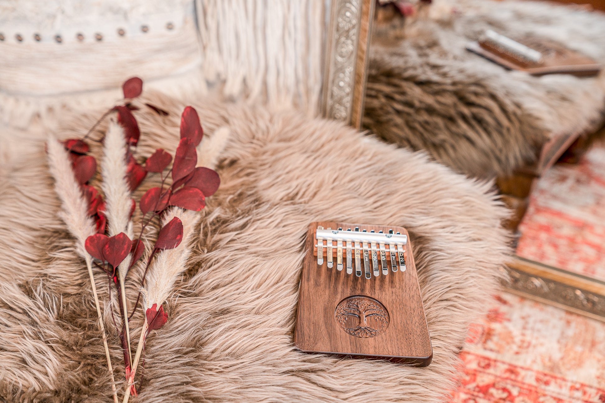Meinl Sonic Energy Solid "Tree of Life" Kalimba - 10 notes / black walnut detail view 4 at Luna Panther