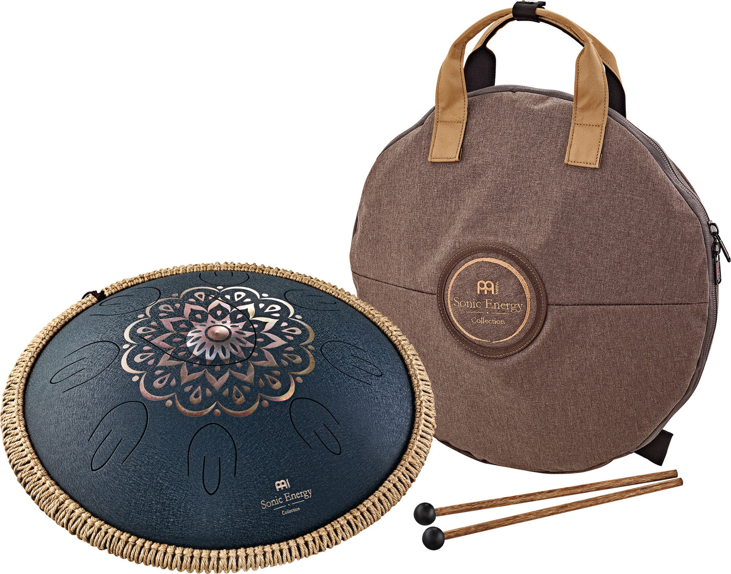 MEINL Sonic Energy Octave Steel Tongue Drum 16" - D Amara/9 Notes/440 Hz - Lasered Floral Desi detail view 18 at Luna Panther
