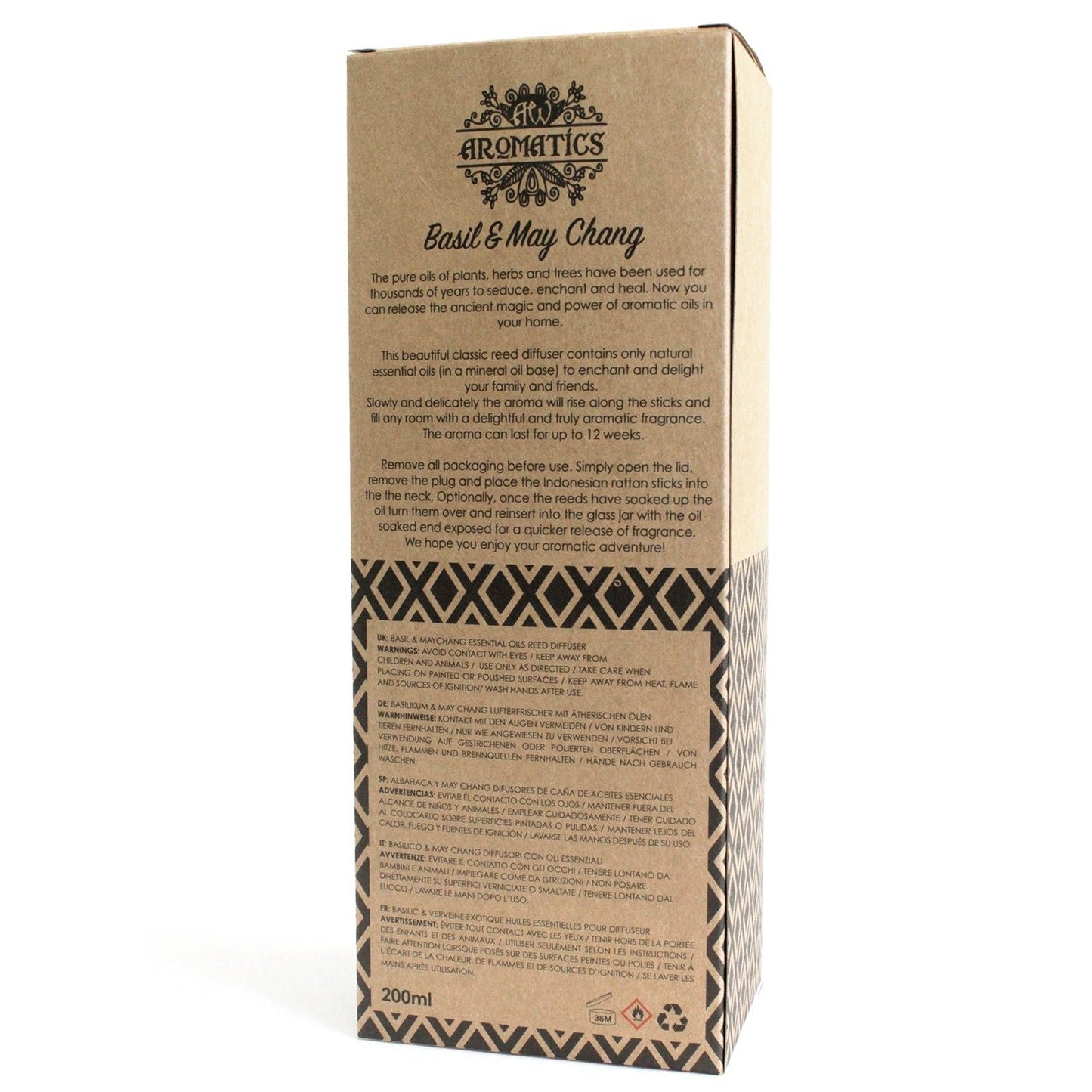 200ml Basil & Maychang Essential Oil Reed Diffuser - Luna Panther