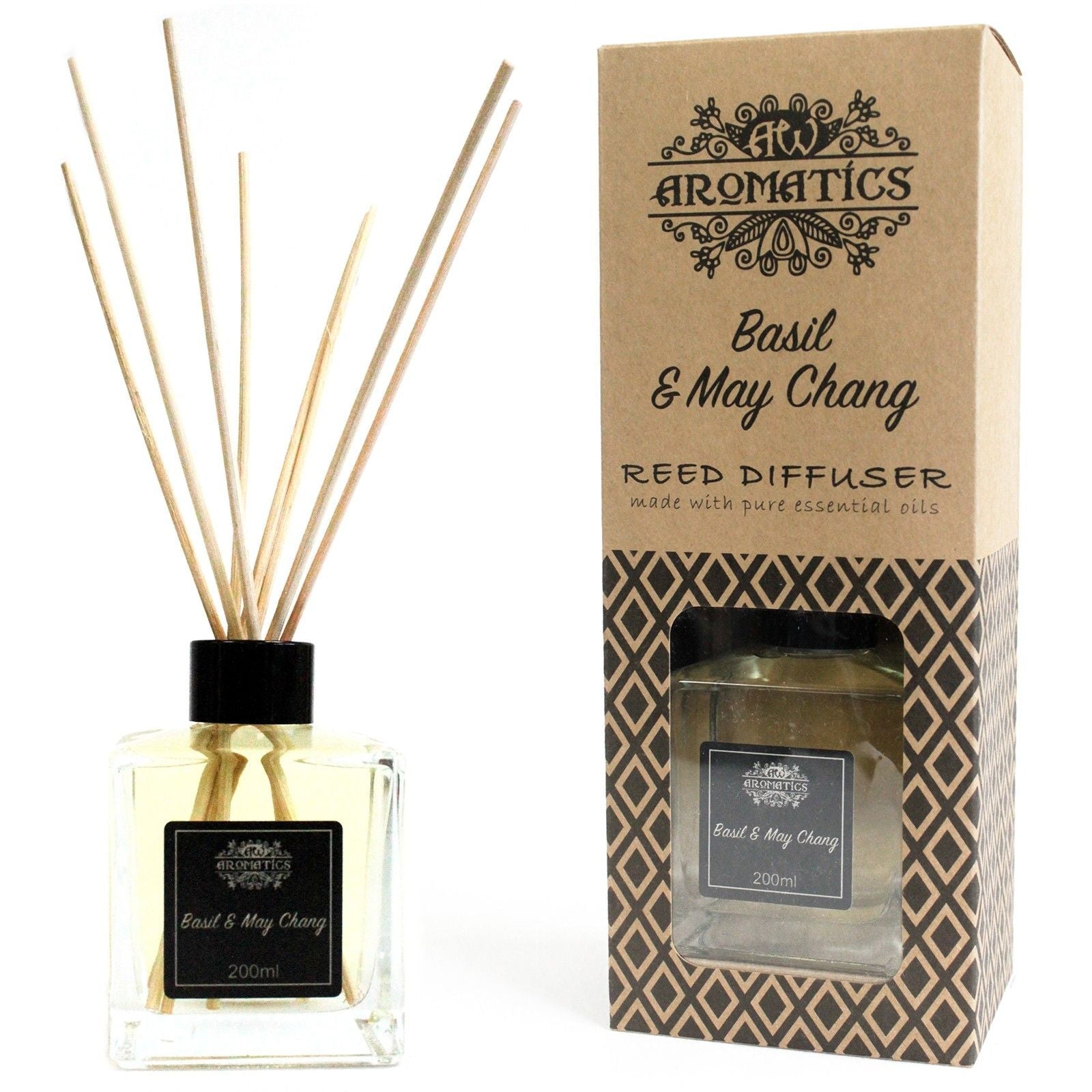 200ml Basil & Maychang Essential Oil Reed Diffuser - Luna Panther