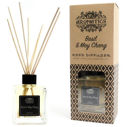 200ml Basil & Maychang Essential Oil Reed Diffuser - Luna Panther