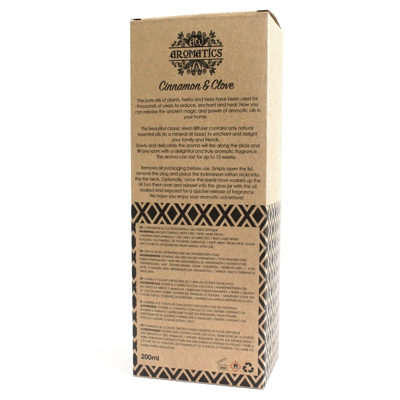 200ml Cinnamon & Clove Essential Oil Reed Diffuser - Luna Panther